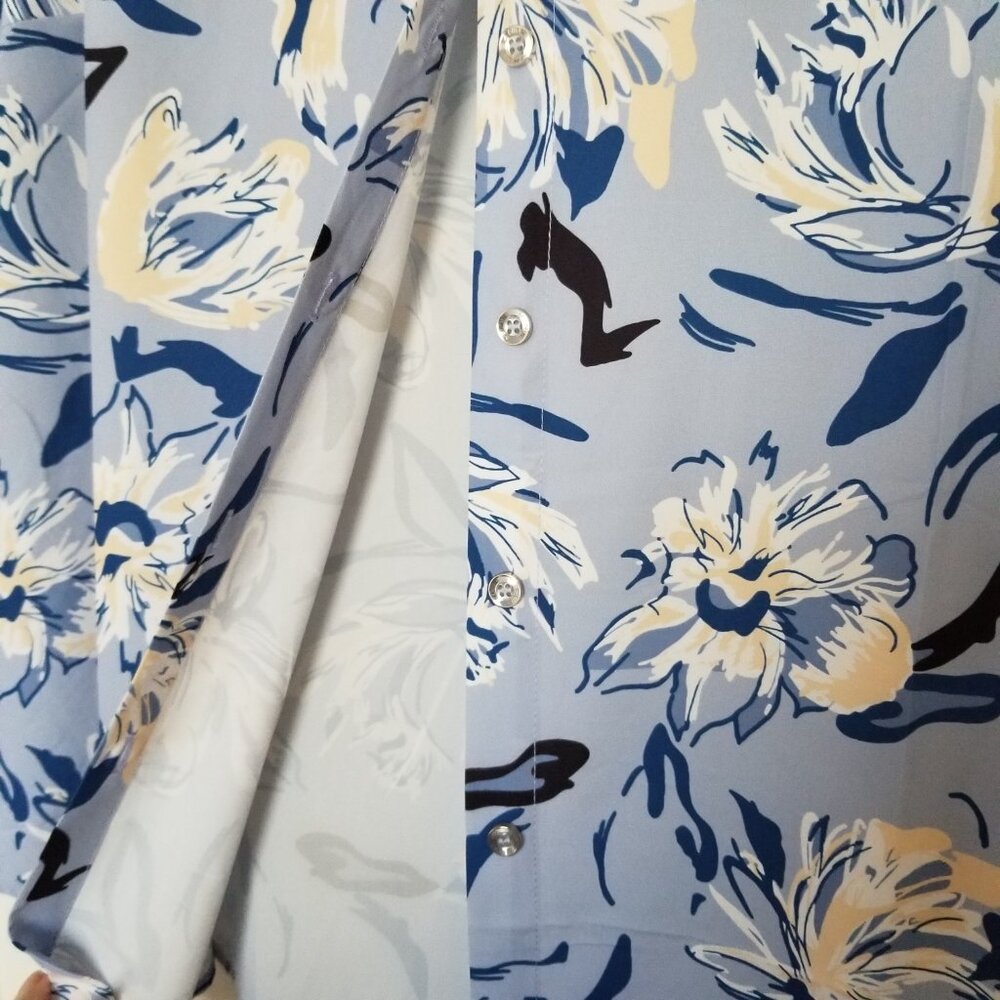 NWT! Womens Short Sleeve Floral Hawaiian Print Button-Down Shirt Top Blouse - Picture 8 of 12